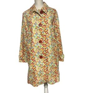 Bill Blass Signature Vintage Retro Floral Rain Trench Coat Women's XL